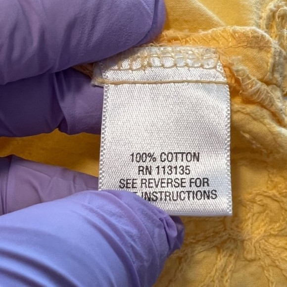 Breckenridge Woman Yellow Floral Embroidered 3/4 Sleeves Button Down Top Size 2x - Picture 8 of 11